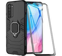 Coque Renforcée Pour Oppo Find X2 Lite - Double Couche Anti-Choc, Anneau Rotatif 360° Mains¿Libres, Compatible Support Magnétique Voiture + 2 Verres Trempés (Noir)