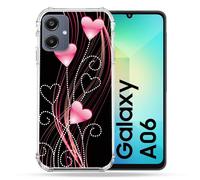 Coque Renforcée Pour Samsung Galaxy A06 Amour Coeur Rose Montant Sur Noir