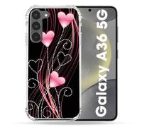 Coque Renforcée Pour Samsung Galaxy A36 5g Amour Coeur Rose Montant Sur Noir