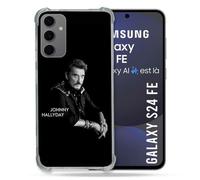 Coque Renforcée Pour Samsung Galaxy S24 Fe Musique Johnny Hallyday Noir