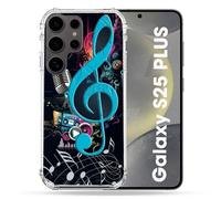 Coque Renforcée Pour Samsung Galaxy S25 Plus Musique Cle Sol Bleu