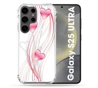 Coque Renforcée Pour Samsung Galaxy S25 Ultra Amour Coeur Rose Montant Sur Blanc
