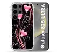 Coque Renforcée Pour Samsung Galaxy S25 Ultra Amour Coeur Rose Montant Sur Noir