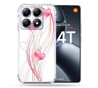 Coque Renforcée Pour Xiaomi 14t / 14t Pro Amour Coeur Rose Montant Sur Blanc
