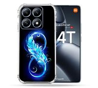Coque Renforcée Pour Xiaomi 14t Pro Texture Plume Infini Bleu