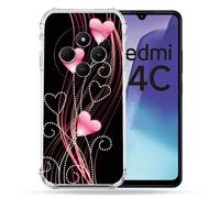 Coque Renforcée Pour Xiaomi Redmi 14c 4g Amour Coeur Rose Montant Sur Noir