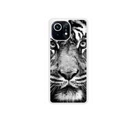 Coque renforcée rigide - Compatible Xiaomi Mi 11 - design tigre blanc et noir