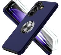 Coque Renforcée Samsung Galaxy S23 Fe 5g - Multicouche Anti-Choc (Norme Militaire) + 2 Verres Trempés, Béquille 360° Et Plaque Magnétique, Bleu Marine