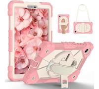 Coque résistante aux chocs pour enfants pour Lenovo Tab One 8,7"/K9 TB305FU 2025, 3 couches avec poignée rotative à 360° et bandoulière (rose)
