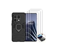 NOVAGO Compatible avec OnePlus 10 Pro 5G - Coque magnétique Résistante avec Anneau béquille Anti Chute + 3 Films Protection écran vitre Verre trempé incurvé