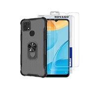 NOVAGO Compatible avec Oppo A15 4G - Pack Complet- Coque Résistante avec Anneau Anti Chute + 2 Films de Protection écran en Verre trempé résistant 0.33mm 9H