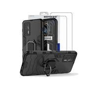 NOVAGO Compatible avec Realme GT 5G - Pack Complet- Coque Résistante avec Anneau Anti Chute + 2 Films de Protection écran en Verre trempé résistant 0.33mm 9H
