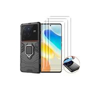 NOVAGO Compatible avec vivo X80 Pro 5G - Coque magnétique Résistante avec Anneau béquille Anti Chute + 3 Films Protection écran vitre Verre trempé incurvé