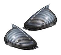 Coque Rétroviseur Pour Focus 2019-2021 MK4 ST/stline Corne Forme Côté Extérieur Couvercle Rétroviseur Capuchons Guide Canal Couvre Pour Rétroviseurs Voiture(Carbon Fiber Pattern)