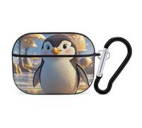 Coque rigide anti-rayures en polycarbonate avec porte-clés, motif pingouin mignon, accessoires pour homme et femme, style noir