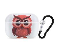 Coque rigide antichoc pour AirPods Pro 2 - Motif chouette rouge - Pour homme et femme - Compatible avec coque Airpod Pro 2e/1ère génération avec porte-clés - Blanc