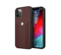 Coque rigide - BMW - iPhone 12 - Cuir perforé - Rouge - Protection renforcée