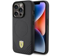 Coque rigide - CG MOBILE - Ferrari FEHMP15LPTEK - iPhone 15 Pro - Noir Carbone Metal - Logo Ferrari