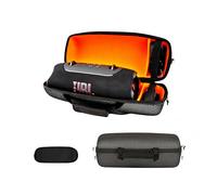 Coque rigide compatible avec haut-parleur Bluetooth JBL Xtreme 5, sac de transport de voyage pour adaptateur de chargeur et accessoires (noir + blanc)