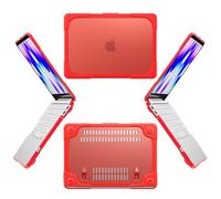 Coque Rigide Compatible avec MacBook Neo 13 Pouces 2026 A3404, Housse Ordinateur Portable Mate avec Coins TPU, Support Pliable et Grilles d’Aération(Red)