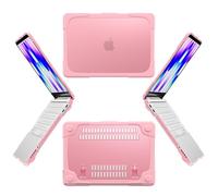 Coque Rigide Compatible avec MacBook Neo 13 Pouces 2026 A3404, Housse Ordinateur Portable Mate avec Coins TPU, Support Pliable et Grilles d’Aération(Pink)