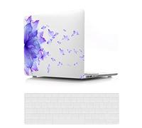 Coque Rigide Compatible avec Macbook Pro 13 Pouces Modèle A1502 A1425 2015 2014 2013 2012 avec Retina Display, Ultra Slim Mat Étui Plastique et Housse de Clavier, Fleur Mauve