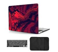 Coque Rigide Compatible avec MacBook Pro 15 Pouces Modèle A1990 A1707 2019 2018 2017 2016 avec Touch Bar and Touch ID, Mat Étui Plastique et Housse de Clavier et Sac de Transport, Rouge