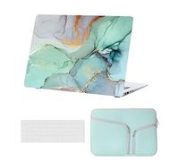Coque Rigide Compatible avec MacBook Pro 16 Pouces Modèle A2141 2020 2019 avec Touch Bar and Touch ID, Ultra Slim Mat Étui Plastique et Housse de Clavier et Sac de Transport, Marbre Vert