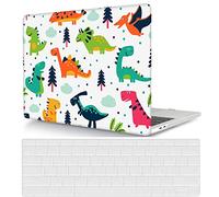 Coque Rigide Compatible avec MacBook Pro 16 Pouces Modèle A2141 2020 2019 avec Touch Bar and Touch ID, Ultra Slim Mat Étui Plastique et Housse de Clavier, Dinosaures Colorés