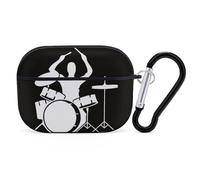 Coque rigide de protection complète contre les chutes avec porte-clés compatible avec AirPod Pro 2e/1ère génération, LED avant visible, noir