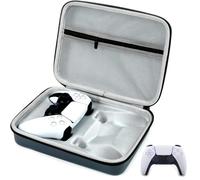 Coque rigide de protection DualSense pour manette de PS5 - Housse de transport pour deux manettes Playstation 5 - Sac de transport avec espace pour câble et accessoires - Gris