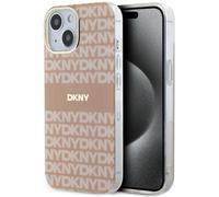 Coque rigide DKNY IML Mono & Stripe MagSafe rose pour iPhone 15