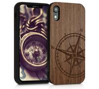 kwmobile Housse Compatible avec Apple iPhone XR Coque - Étui de Protection Rigide Antichoc avec Cadre en TPU - Brun foncé