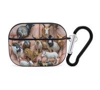 Coque rigide en polycarbonate anti-rayures avec porte-clés pour les douze signes du zodiaque chinois, accessoires pour AirPod Pro 2e/1ère coque pour homme et femme, style noir