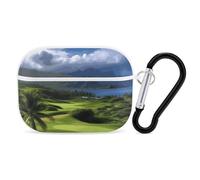 Coque rigide en polycarbonate avec anneau porte-clés pour AirPods Pro 2ème génération pour homme et femme, ouverture facile, style blanc