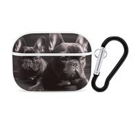 Coque rigide en polycarbonate avec porte-clés, motif bouledogue français, pour AirPod Pro 2e/1ère coque pour homme et femme, style blanc
