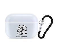 Coque rigide en polycarbonate avec porte-clés pour Apple AirPods Pro 2e/1ère génération Motif pandas