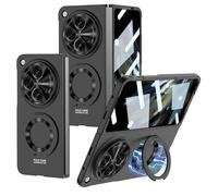 Coque rigide en polycarbonate compatible avec Oneplus Open Case Ring Camera Lens - Coque de protection d'écran intégrée 5G pour chargeur sans fil Oneplus Open Case pour homme - Noir