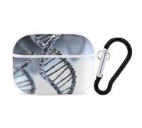 Coque rigide en polycarbonate pour AirPods Pro avec chaîne ADN pour AirPods Pro 2e génération pour homme et femme, ouverture facile, protection complète contre les chutes, style blanc