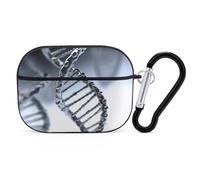 Coque rigide en polycarbonate pour AirPods Pro avec chaîne ADN pour AirPods Pro 2e génération pour homme et femme, ouverture facile, protection complète contre les chutes, style noir