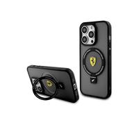 Coque rigide Ferrari pour iPhone 15 Pro 6,1" avec MagSafe et anneau de support, noire - FEHMP15LUSCAK