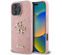 Coque Rigide - GUESS - Fixed Glitter Big 4G - TPU - Rose - Compatible iPhone 16 Pro Max
