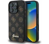 Coque Rigide - GUESS - Peony Script - MagSafe - Cuir Écologique - Noir - iPhone 16 Pro
