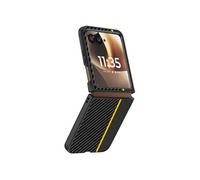 Coque pour Motorola Razr 70 Ultra Effet Fibres de Carbone Protection Rigide Noir / Jaune