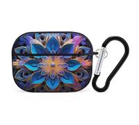 Coque rigide rectangulaire mandala pour Airpod Pro - Protection complète contre les chutes avec porte-clés - Compatible avec AirPod Pro 2e/1ère génération, LED avant visible, noir