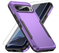 Coque robuste et antichoc pour Pixel 9/Pixel 9 Pro avec protection d'écran - Testée contre les chutes selon les normes militaires, violette