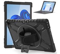Coque Robuste pour Microsoft-Surface-Pro-9 13'' 2022 étuis avec béquille rotative, Housse Hybride Portable résistante aux Chocs avec dragonne rotative à 360 °, Compatible avec Clavier de Type (Noir)