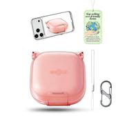 Coque Rose Transparente pour SHOKZ OpenFit Air, Protection TPU Anti-Choc | Inclus Dragonne & Mousqueton en 8 | Housse de Protection Souple Anti-Rayures et Anti-Chute pour Boîtier de Charge Écouteurs