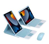 Coque Rotative pour iPad Pro 10.5 2017/Air 3e génération 2019 avec Fente pour Stylo, 360 Degrés Support Tablette, QWERTY Clavier Touchpad Bluetooth avec Souris Bluetooth Rechargeable, Bleu