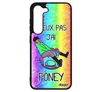 Coque S23+ Plus Silicone Humour j'peux Pas J'Ai Poney Etui Comique BD Humoristique Aluminium Gel Drole de Protection pour Samsung Galaxy